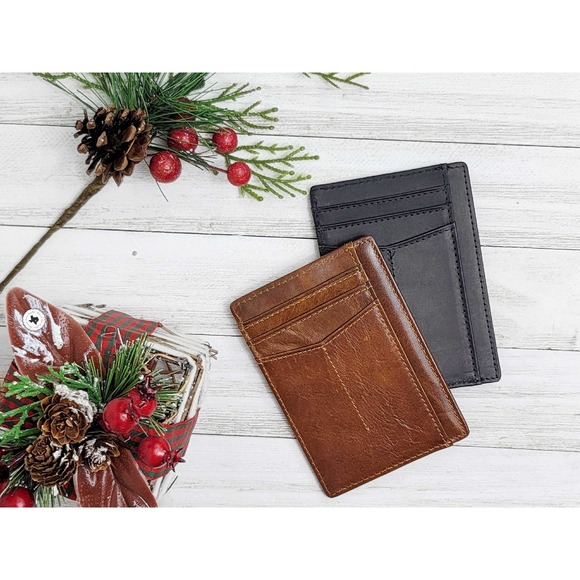 Personalized Minimalist ID Leather Wallet for Men and Women - Picture 1 of 5